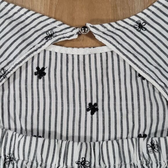 🔹️🔺️Anthropologie Everly Blue Embroidered Floral Cold Shoulder Top Large - Picture 6 of 16